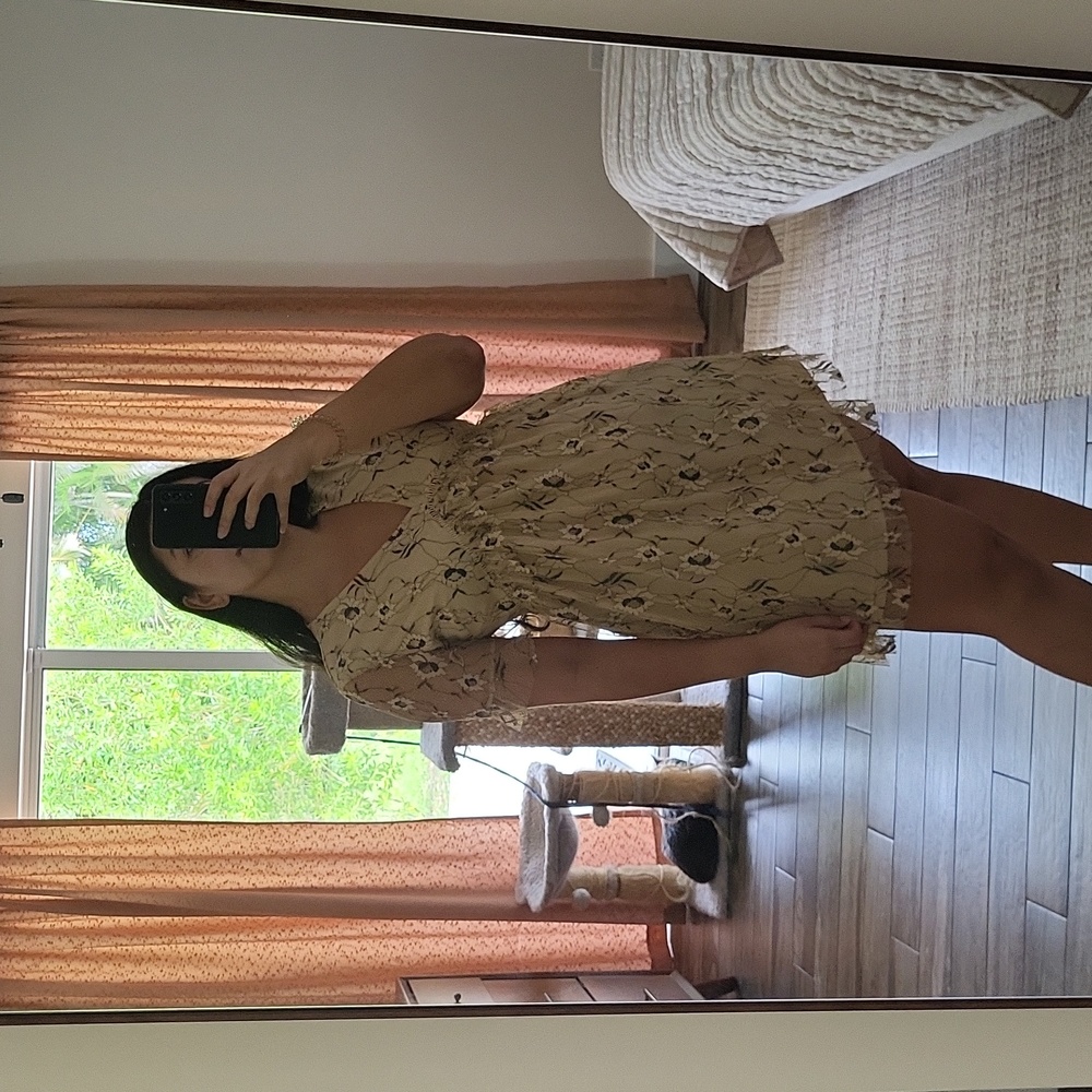 Nude lace floral dress